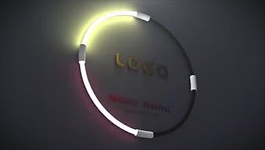 创意霓虹灯管点亮的标志演绎特效AE模板视频的预览图